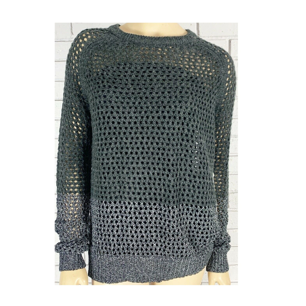 SI IAE Women Knit Colorblock Gray Silver Sweater S